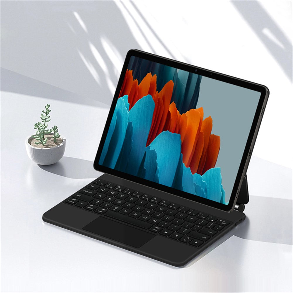 For Samsung Galaxy Tab S10 FE / S9 FE / S9 / S8 / S7 Magnetic Floating Bluetooth-Compatible Keyboard + Leather Tablet Case