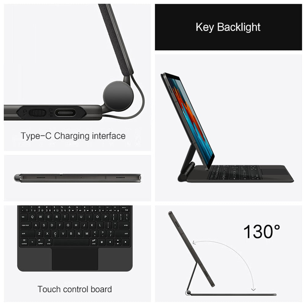 For Samsung Galaxy Tab S10 FE / S9 FE / S9 / S8 / S7 Magnetic Floating Bluetooth-Compatible Keyboard + Leather Tablet Case