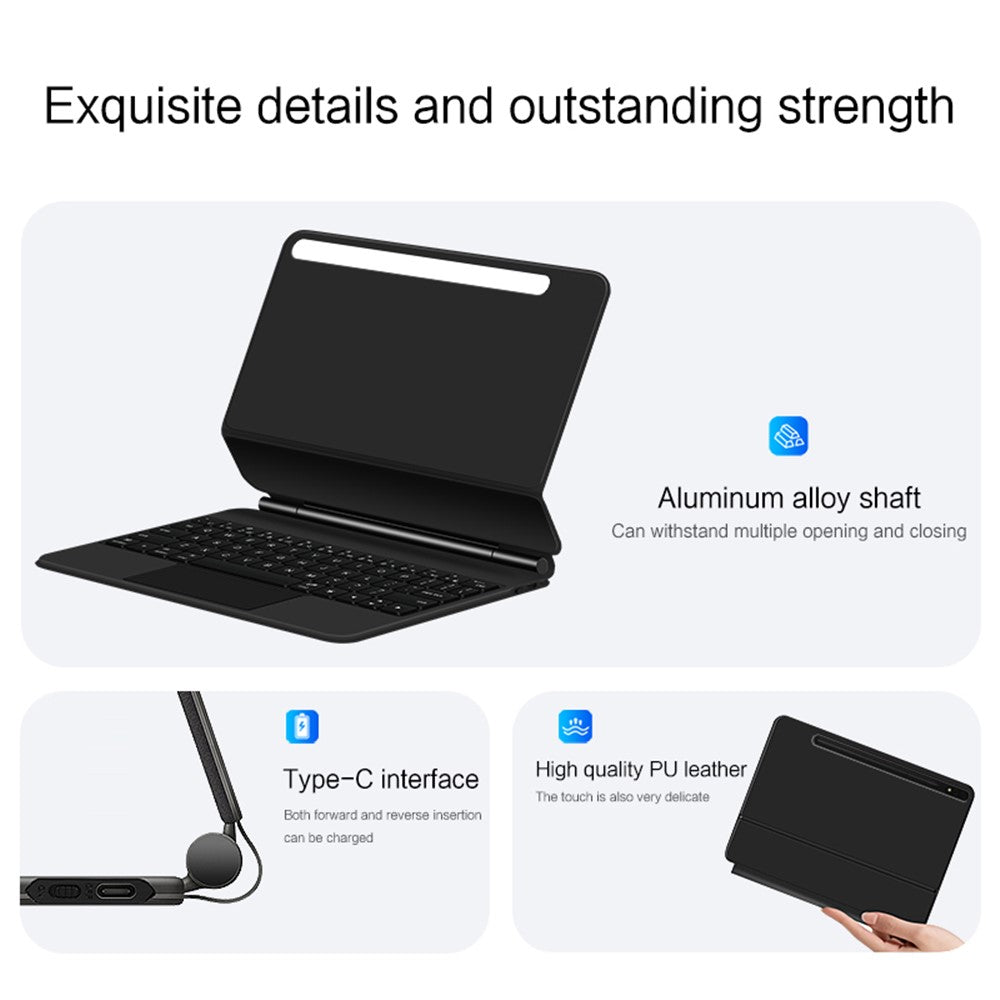 For Samsung Galaxy Tab S10 FE / S9 FE / S9 / S8 / S7 Magnetic Floating Bluetooth-Compatible Keyboard + Leather Tablet Case