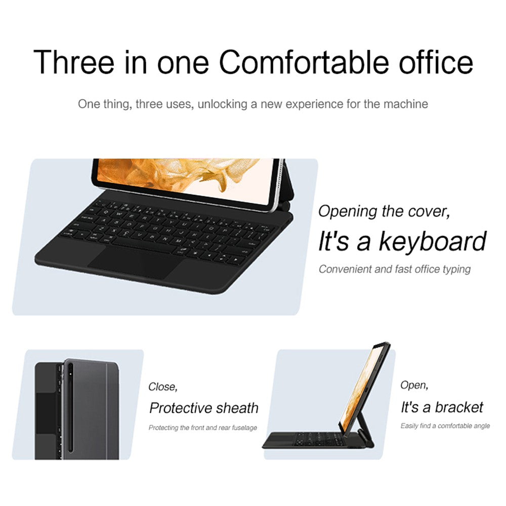Til Samsung Galaxy Tab S10 FE / S9 FE / S9 / S8 / S7 Magnetisk Flydende Bluetooth-kompatibelt Tastatur + Læder Tablet Etui