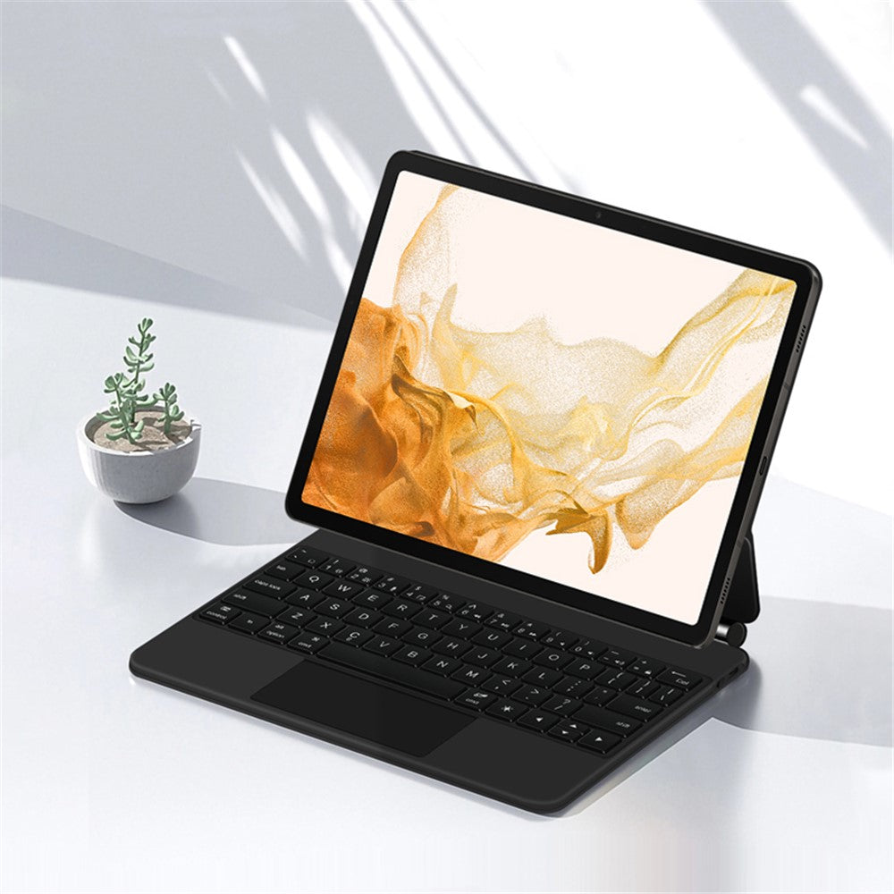 Til Samsung Galaxy Tab S10 FE / S9 FE / S9 / S8 / S7 Magnetisk Flydende Bluetooth-kompatibelt Tastatur + Læder Tablet Etui