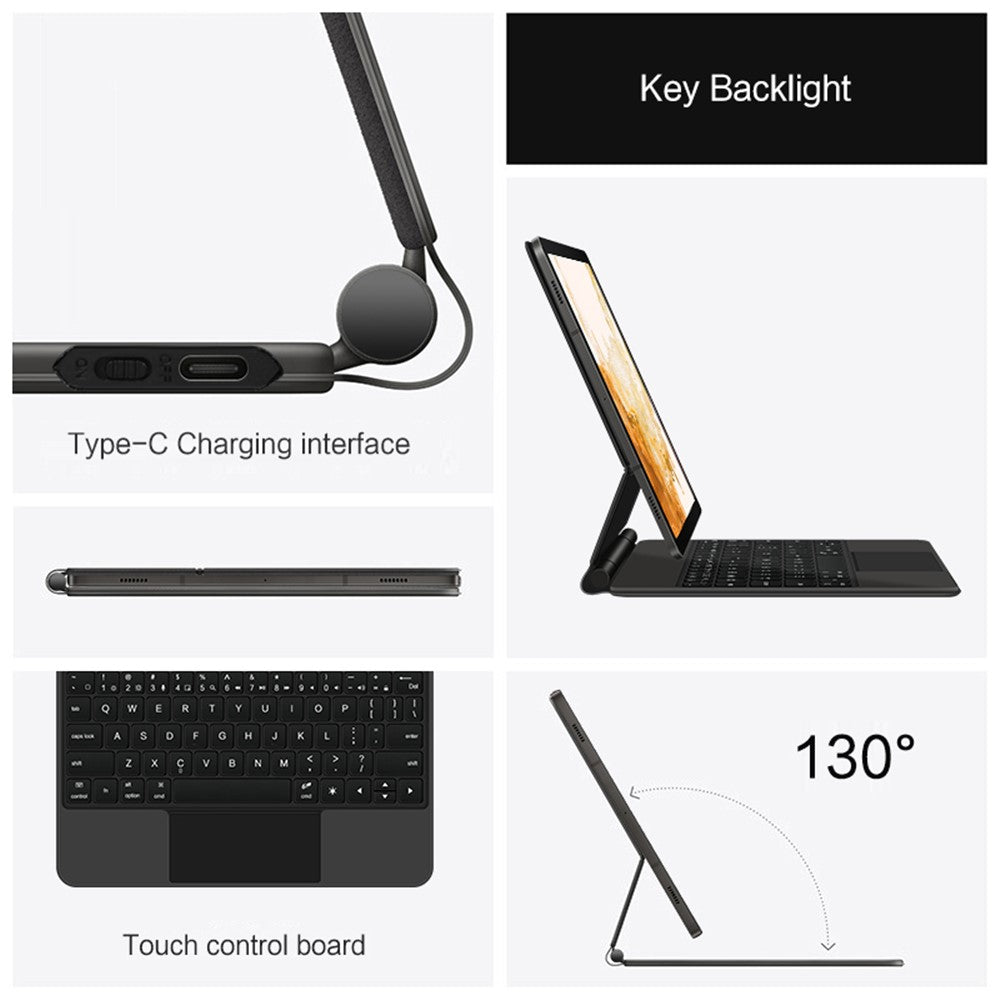 Til Samsung Galaxy Tab S10 FE / S9 FE / S9 / S8 / S7 Magnetisk Flydende Bluetooth-kompatibelt Tastatur + Læder Tablet Etui