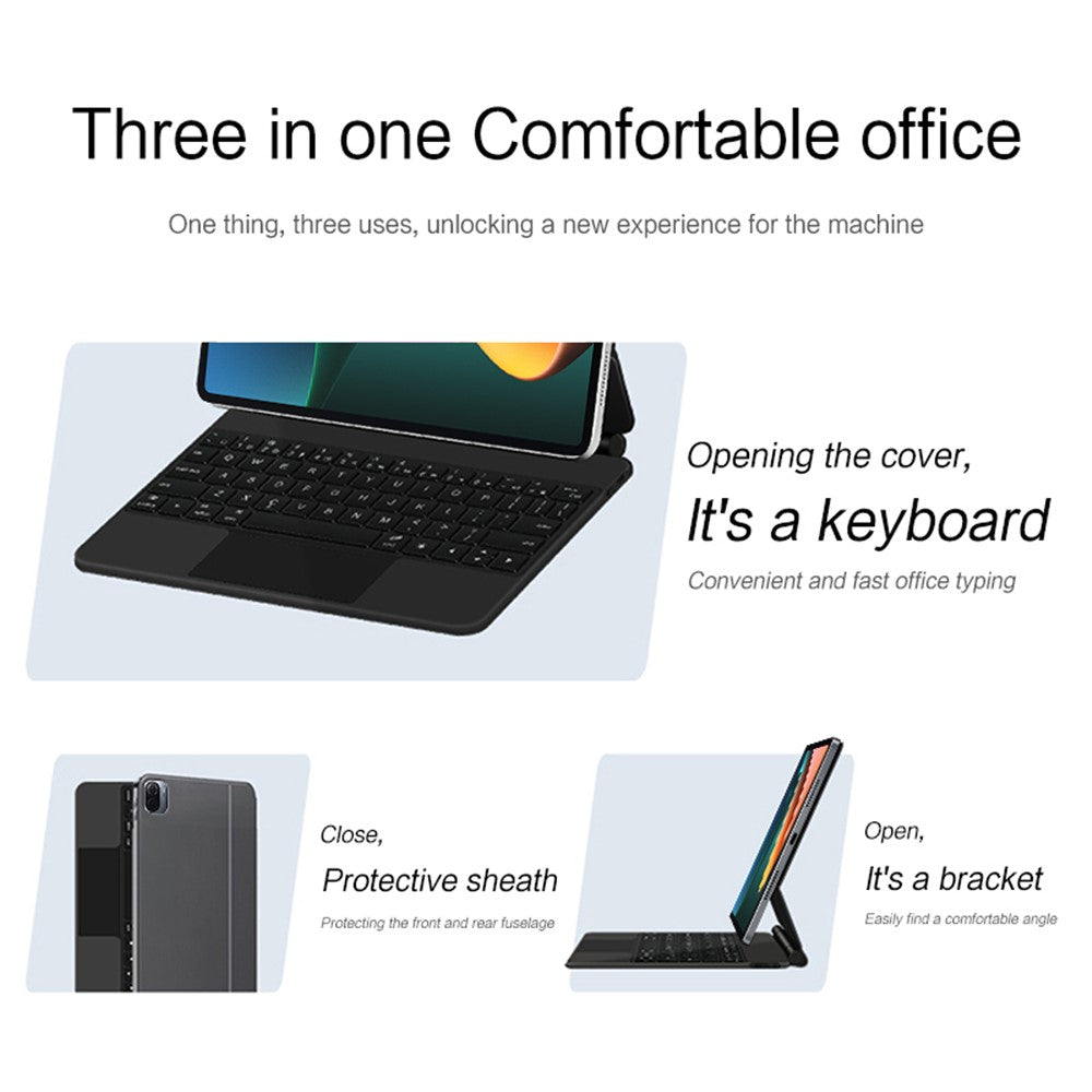 Xiaomi Pad 5 Magnetiskt Flytande Bluetooth-kompatibelt Tangentbord + Läderfodral till Surfplatta