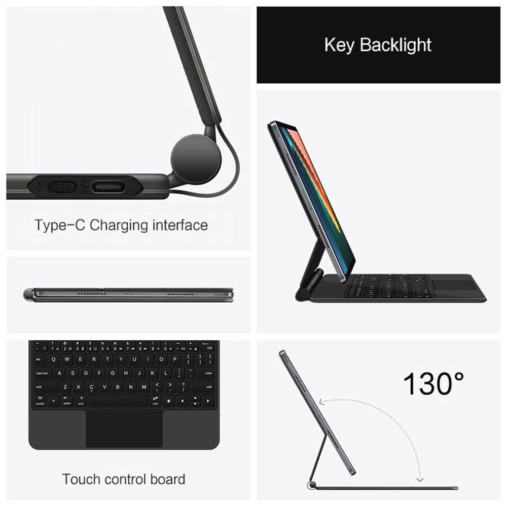Xiaomi Pad 5 Magnetiskt Flytande Bluetooth-kompatibelt Tangentbord + Läderfodral till Surfplatta