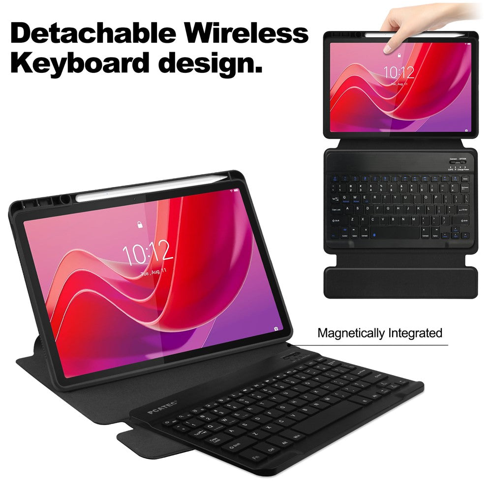 For Lenovo Idea Tab / Tab M11 / Xiaoxin Pad 11 2024 Case PU+Acrylic Tablet Stand Cover with Bluetooth-compatible Keyboard