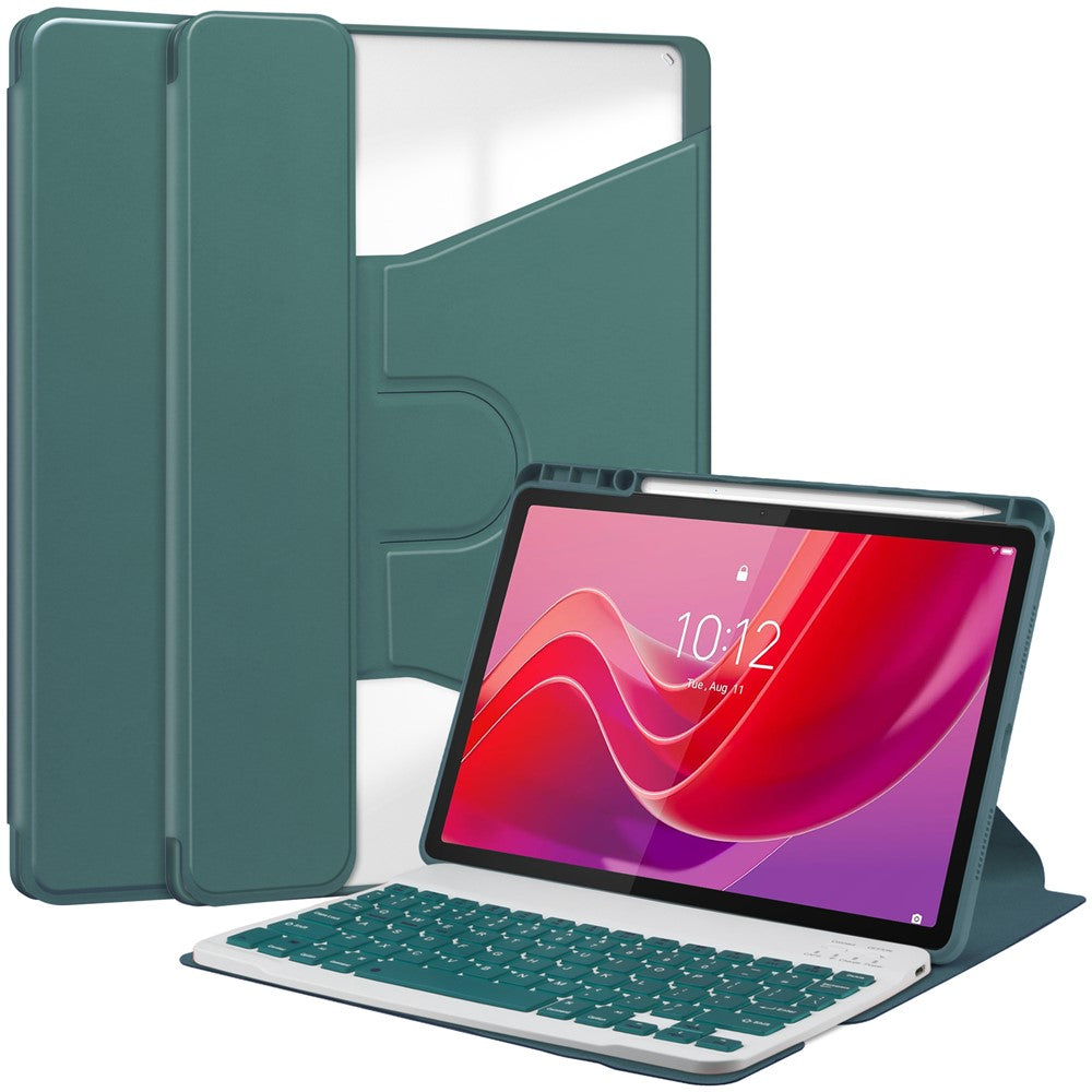 For Lenovo Idea Tab / Tab M11 / Xiaoxin Pad 11 2024 Case PU+Acrylic Tablet Stand Cover with Bluetooth-compatible Keyboard