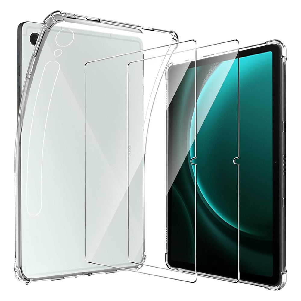 For Samsung Galaxy Tab S10 FE / Tab S10 Lite / S10 FE / S9 FE Case Clear TPU Tablet Cover + 2Pcs Tempered Glass Screen Protector
