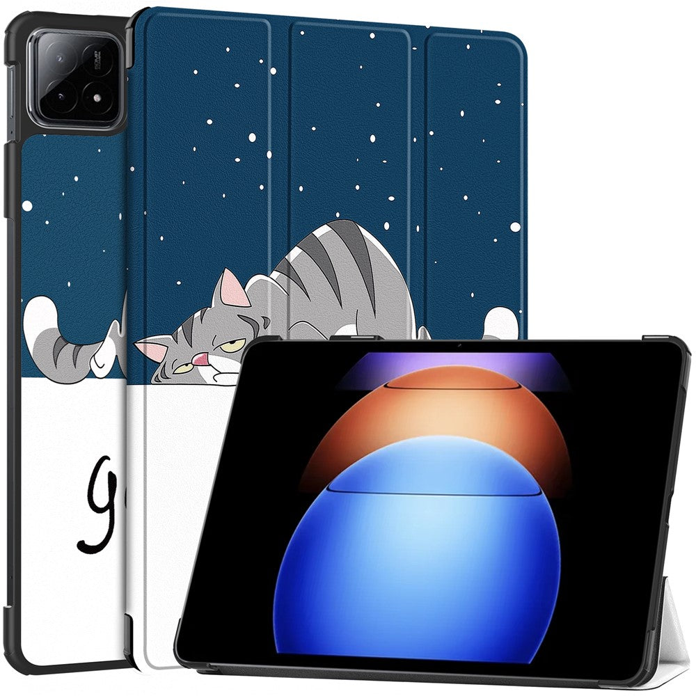 For Xiaomi Pad 6S Pro 12.4 Leather Case Trifold Stand Pattern Printing Tablet Cover