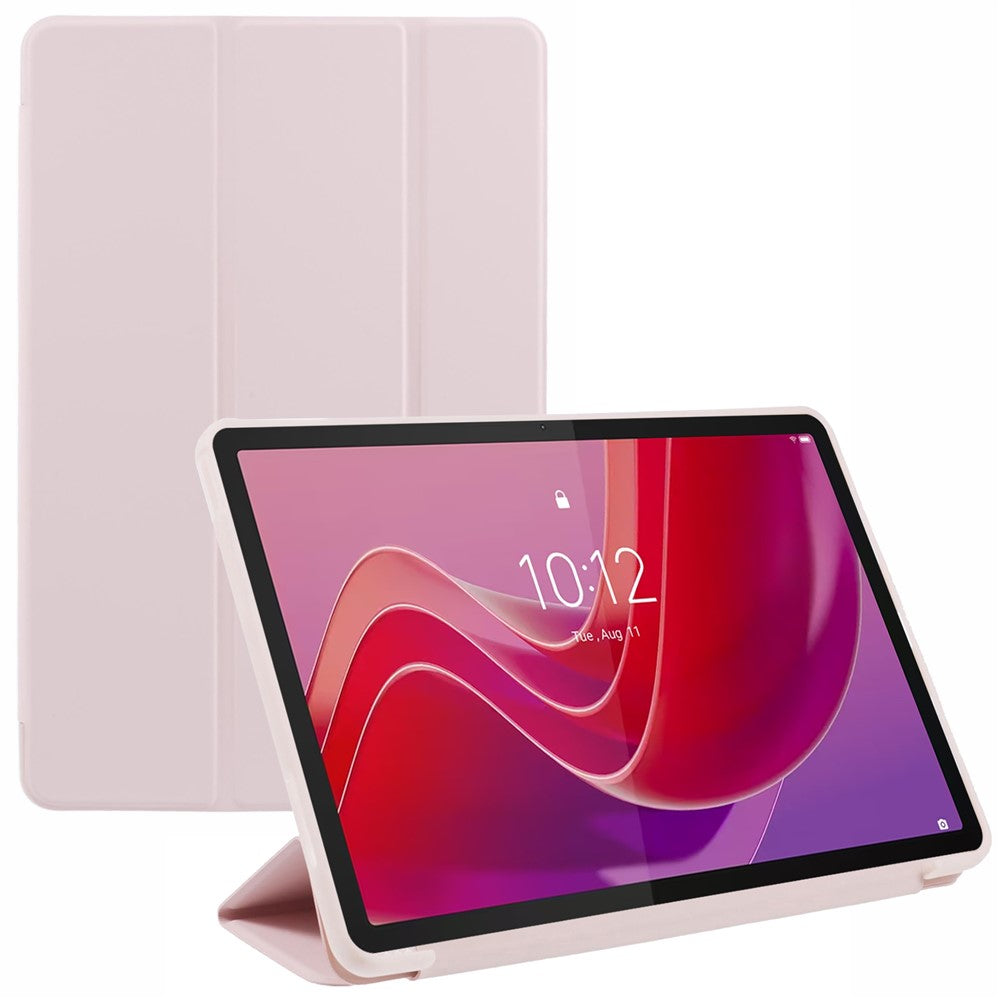 For Lenovo Tab M11 / Xiaoxin Pad 11 2024 Case Leather+Silicone Tri-fold Stand Shell Tablet Cover