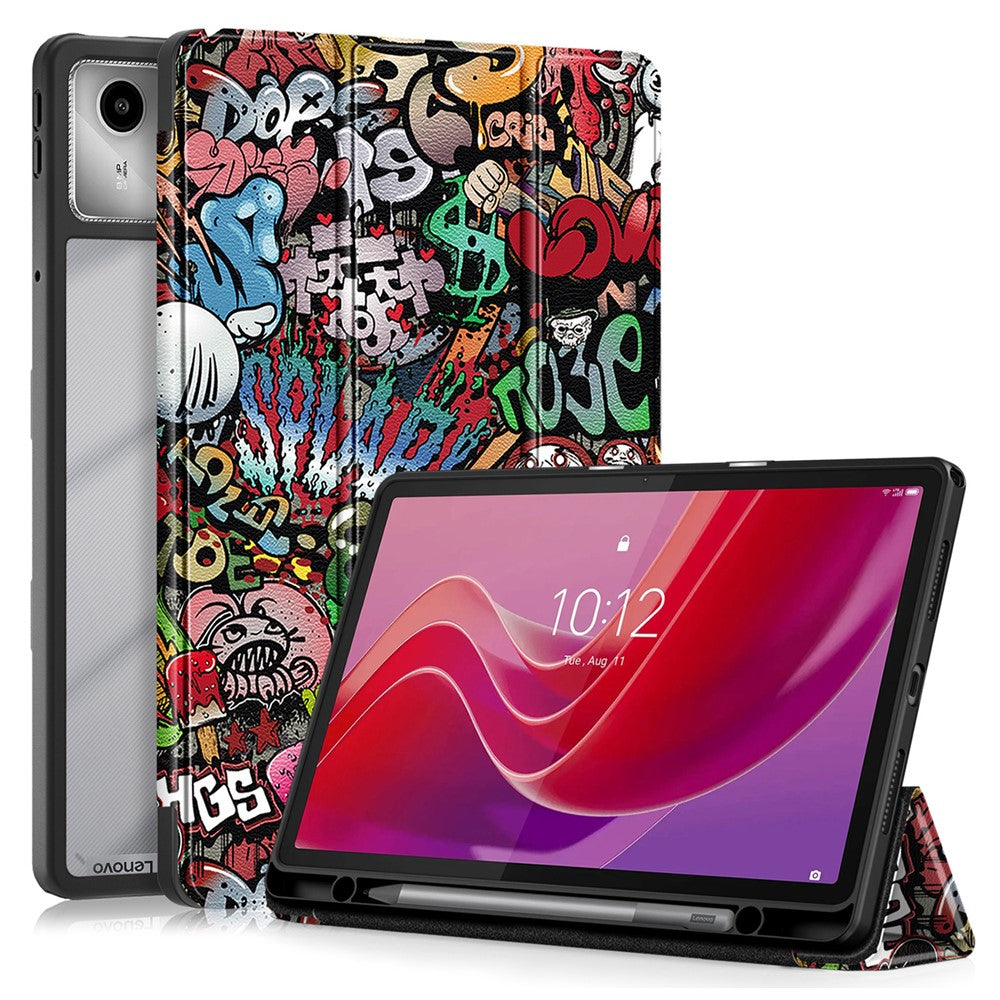 For Lenovo Tab M11 / Xiaoxin Pad 11 2024 330 Case Full-Body Tri-fold Stand Pattern Tablet Smart Cover