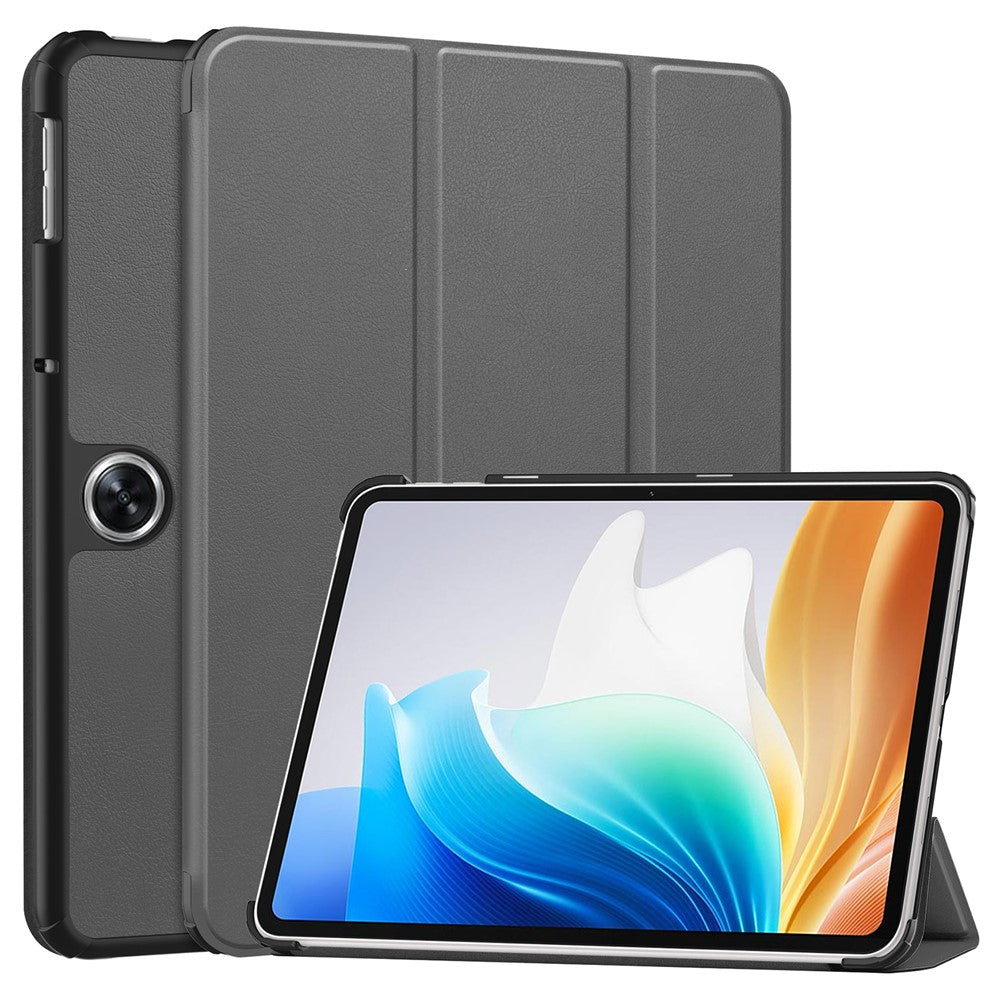 For Oppo Pad Go / Pad Air 2 Case PC+Leather Auto Wake Sleep Protective Shell with Tri-fold Stand
