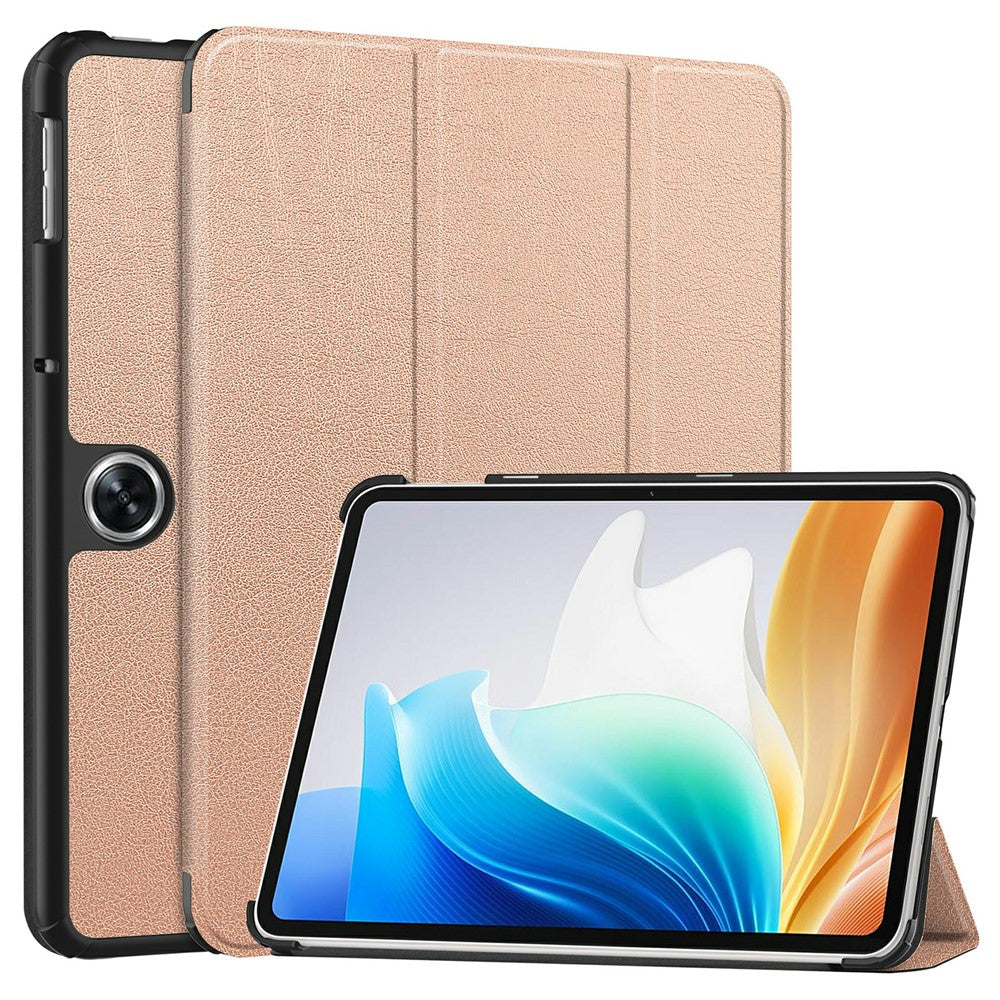 For Oppo Pad Go / Pad Air 2 Case PC+Leather Auto Wake Sleep Protective Shell with Tri-fold Stand