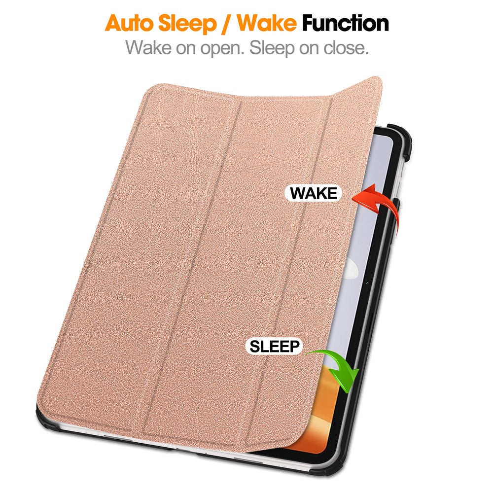 For Oppo Pad Go / Pad Air 2 Case PC+Leather Auto Wake Sleep Protective Shell with Tri-fold Stand