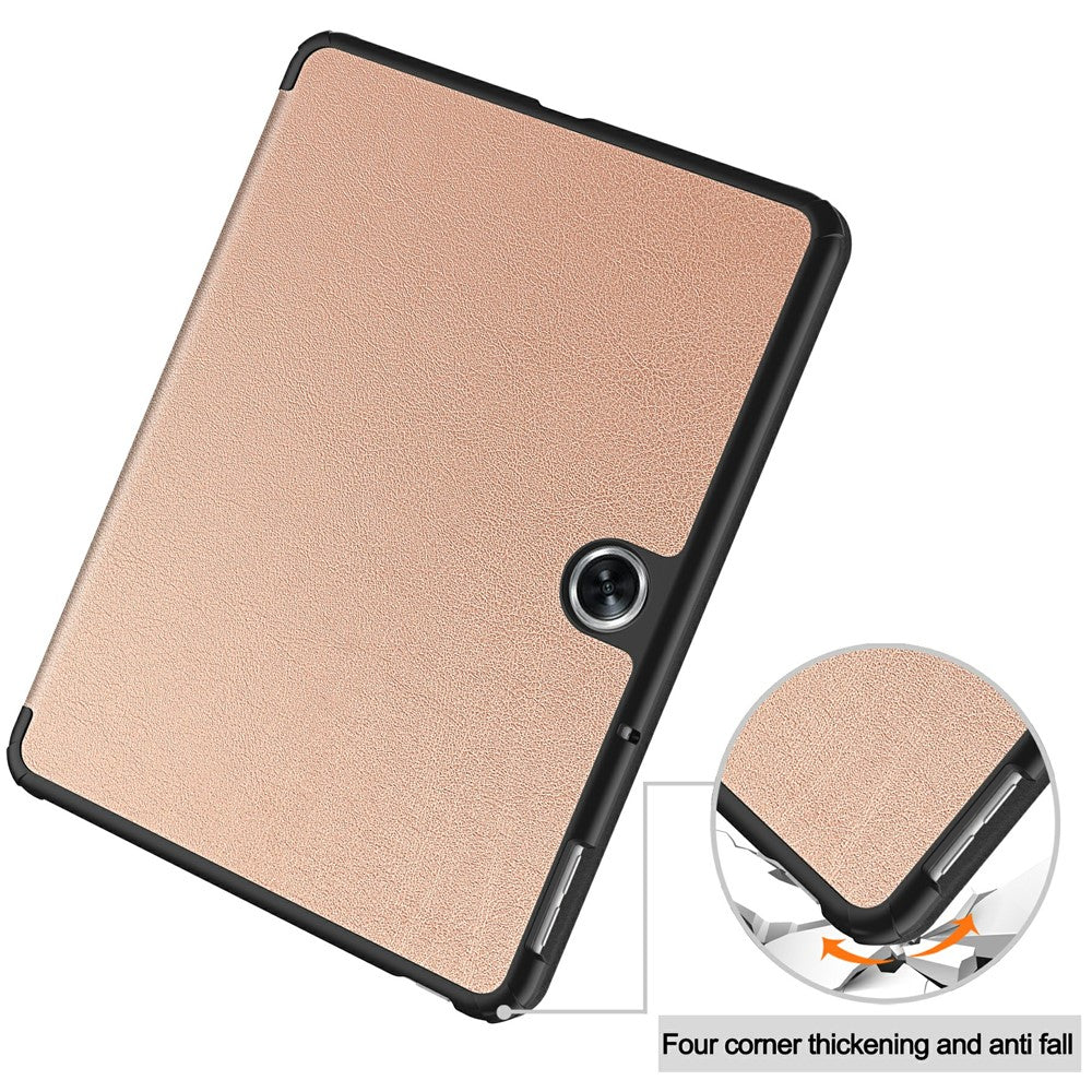 For Oppo Pad Go / Pad Air 2 Case PC+Leather Auto Wake Sleep Protective Shell with Tri-fold Stand