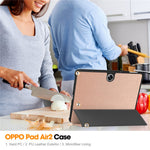 For Oppo Pad Go / Pad Air 2 Case PC+Leather Auto Wake Sleep Protective Shell with Tri-fold Stand