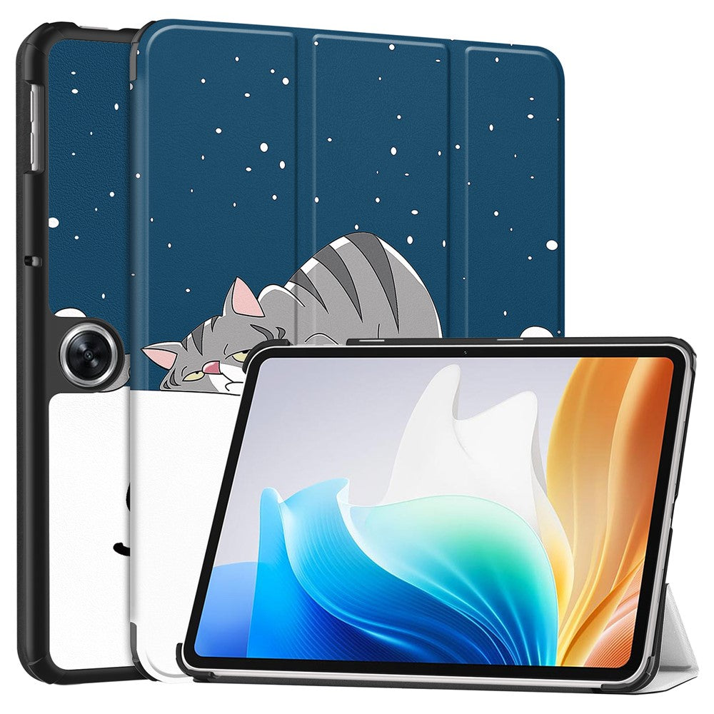 For Oppo Pad Go / Pad Air 2 Tablet Case Trifold Stand Pattern Printing Drop-proof Cover