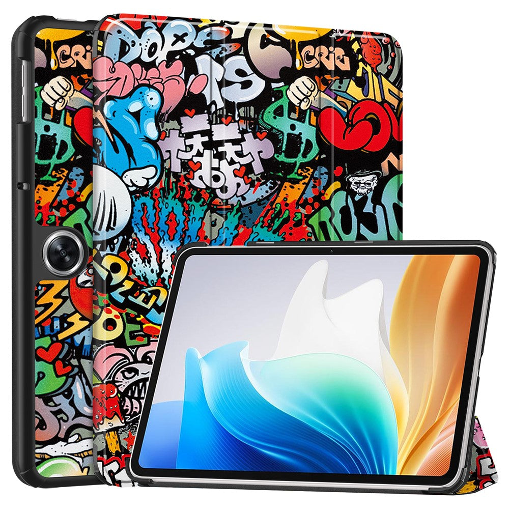 For Oppo Pad Go / Pad Air 2 Tablet Case Trifold Stand Pattern Printing Drop-proof Cover