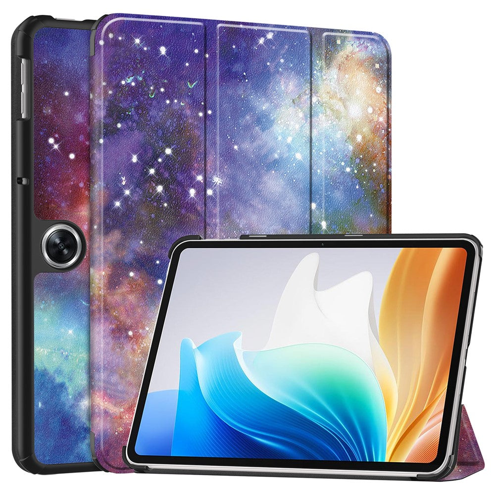 For Oppo Pad Go / Pad Air 2 Tablet Case Trifold Stand Pattern Printing Drop-proof Cover