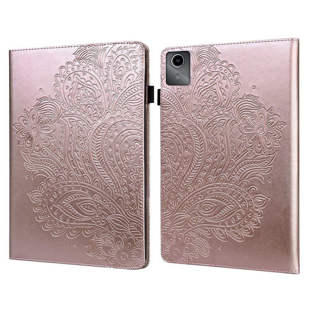 Lenovo Tab M11 / Xiaoxin Pad 11 2024 Fodral Blommönster PU-läder Stativ Surfplatta Skydd