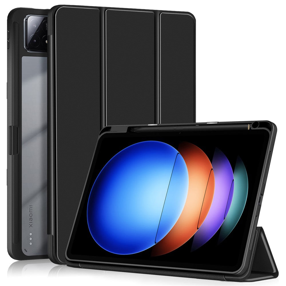Xiaomi Pad 6S Pro 12.4 Fodral Trippelvikbart Stativ PU-läder Surfplatta Skydd med Pennfack