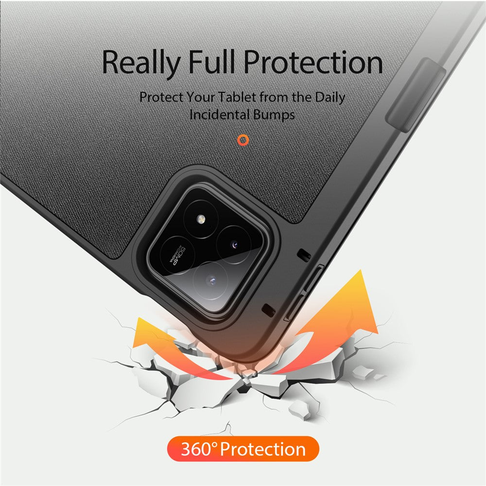 DUX DUCIS Domo Series for Xiaomi Pad 6S Pro 12.4 Leather Case Auto Wake / Sleep Tri-fold Stand Tablet Cover