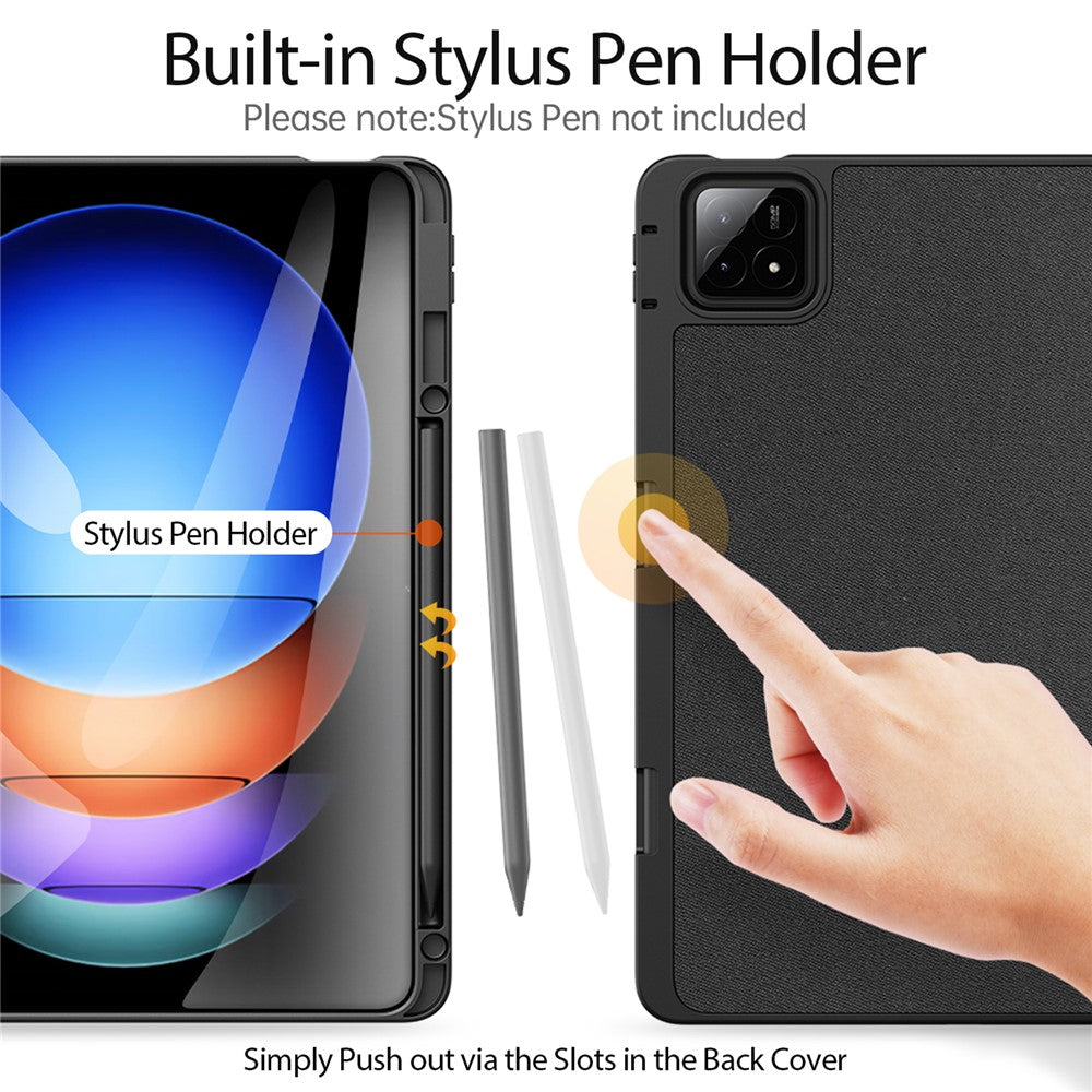 DUX DUCIS Domo Series for Xiaomi Pad 6S Pro 12.4 Leather Case Auto Wake / Sleep Tri-fold Stand Tablet Cover