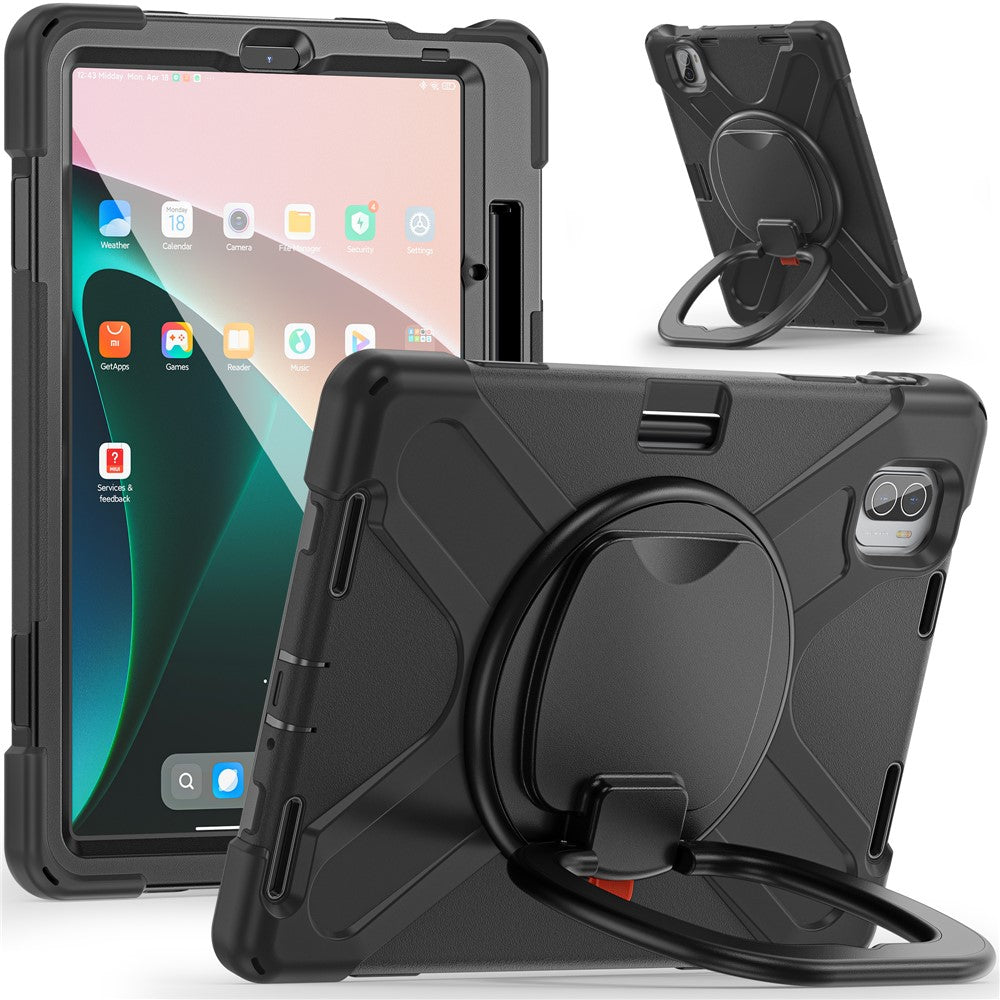 Xiaomi Pad 5-fodral, robust hörnskydd, PC+silikonsurfplatta med roterande stöd