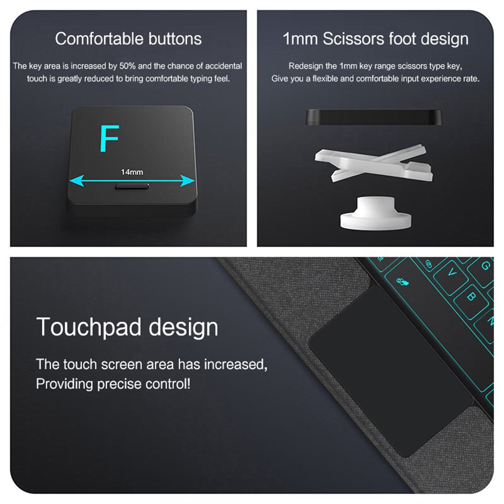 For Huawei MatePad Pro 12.6 (2024) Leather Case + Bluetooth-compatible Keyboard with Backlight Trackpad