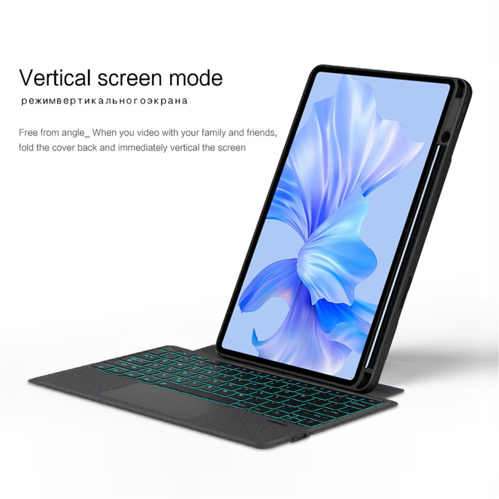 For Huawei MatePad Pro 12.6 (2024) Leather Case + Bluetooth-compatible Keyboard with Backlight Trackpad