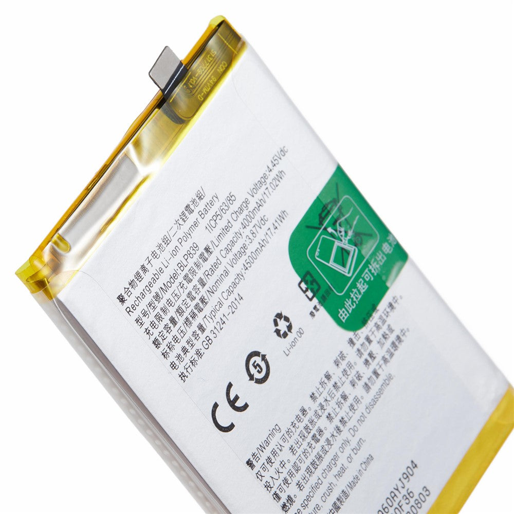Til Oppo Reno5 Z / A94 5G / A95 5G 3,87V 4000mAh Li-ion Polymer Batteri Samlekomponent (Encode: BLP839) (uden Logo)