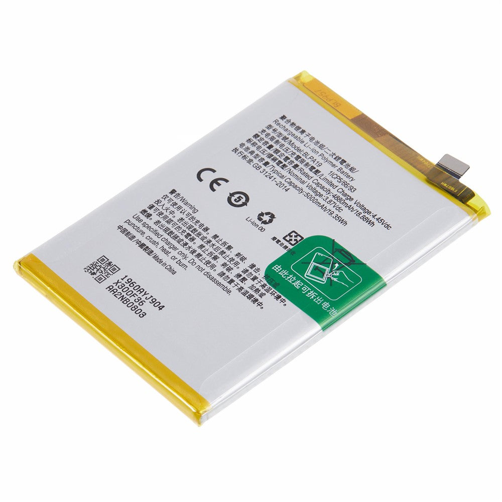 Til Oppo A58 4G / A38 4G 3,87V 4880mAh Li-ion polymer-batterisamling (kode: BLPA19) (uden logo)