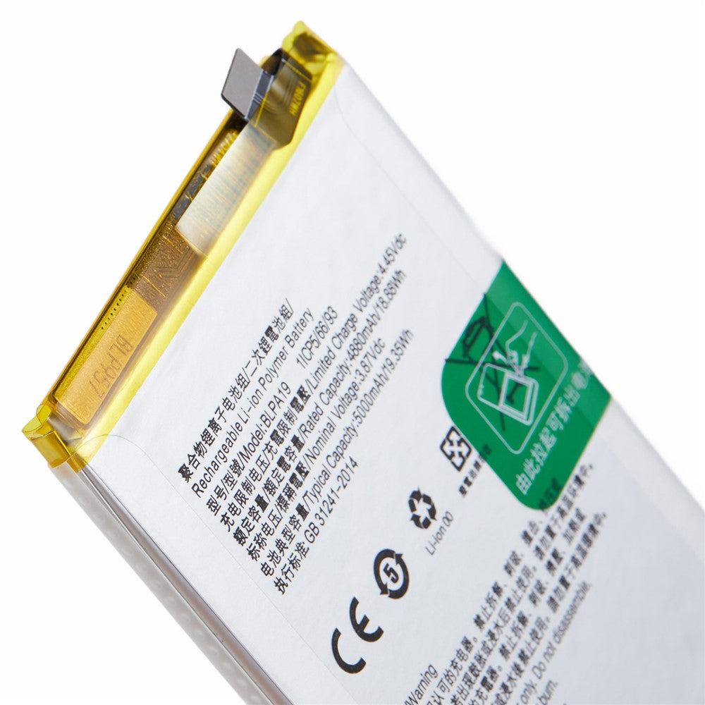 Til Oppo A58 4G / A38 4G 3,87V 4880mAh Li-ion polymer-batterisamling (kode: BLPA19) (uden logo)