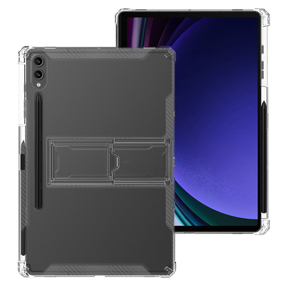 For Samsung Galaxy Tab S9+ Clear Tablet Case Airbag 4 Corners TPU Cover with PC Kickstand