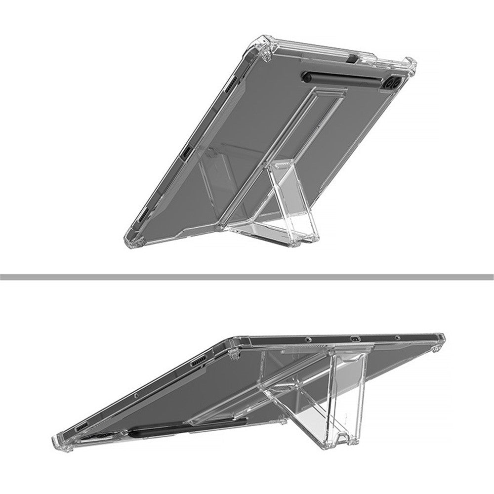 For Samsung Galaxy Tab S9+ Clear Tablet Case Airbag 4 Corners TPU Cover with PC Kickstand
