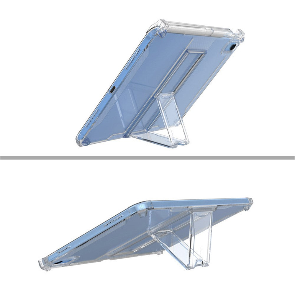For iPad (2025) / 10.9 (2022) Tablet Case Clear TPU Airbag Corners Drop Protection Cover with PC Kickstand