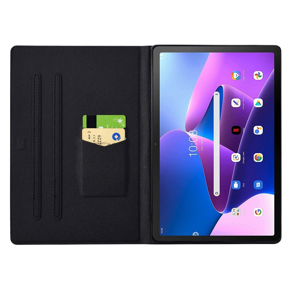 Lenovo Tab M10 Plus (3:e generationen) fodral med mönstertryck i PU-läder och smart fodral för surfplattor med korthållare