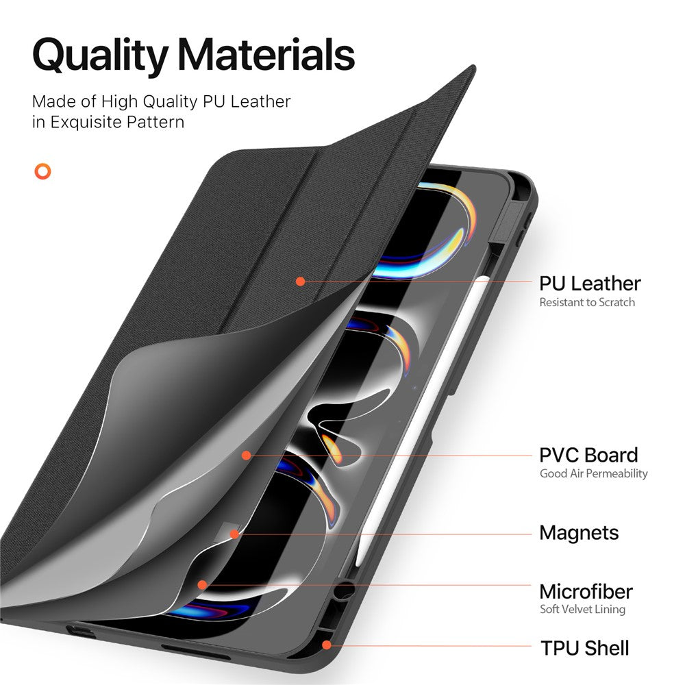 DUX DUCIS Domo Series for iPad Pro 13 (2025) / 13 (2024) Case Tri-fold Stand Auto Sleep / Wake Folio Leather Tablet Cover