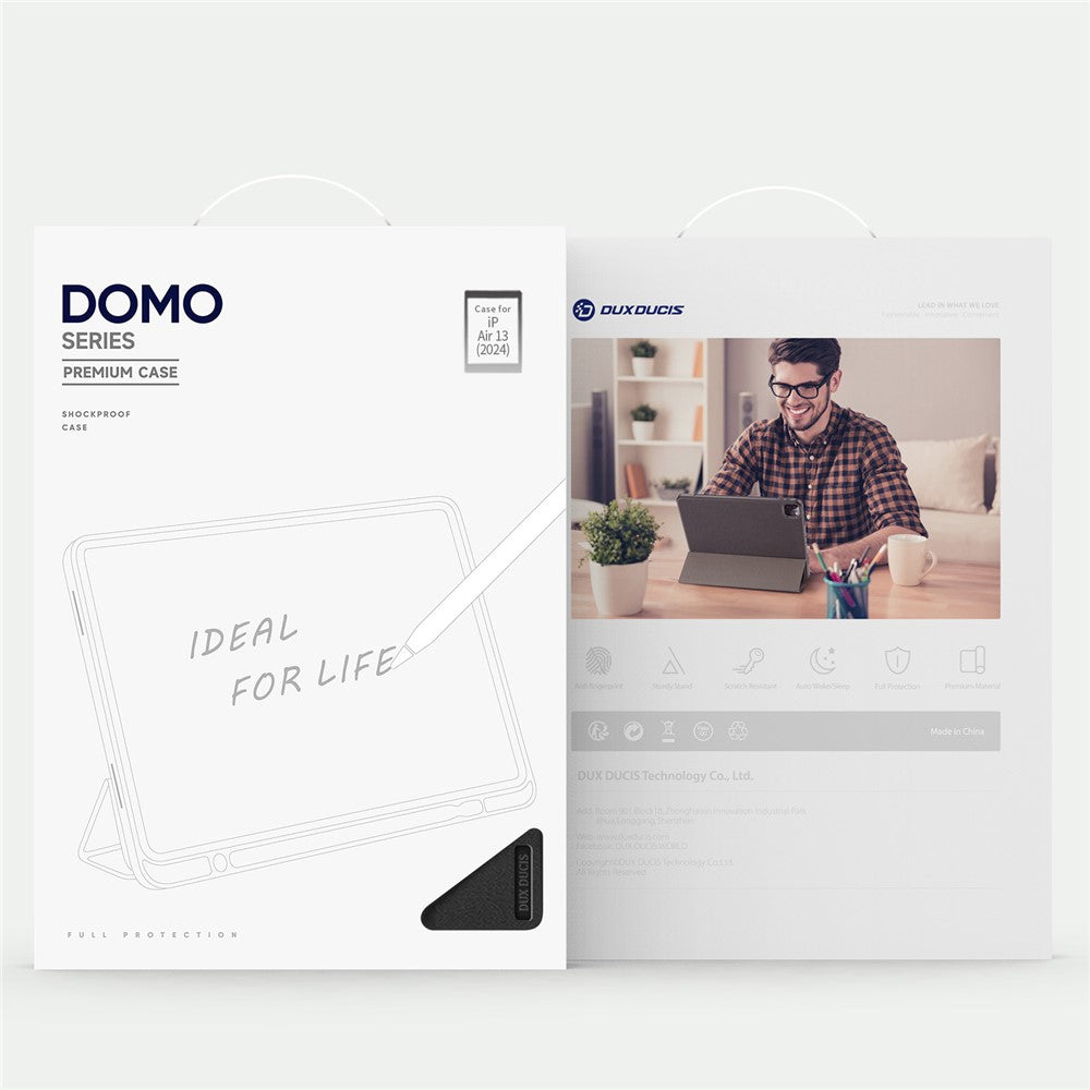 DUX DUCIS Domo Series for iPad Air 13 (2026) / (2025) / (2024) Case Tri-Fold Stand Leather Smart Tablet Cover with Pencil Holder