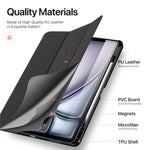 DUX DUCIS Domo Series for iPad Air 13 (2026) / (2025) / (2024) Case Tri-Fold Stand Leather Smart Tablet Cover with Pencil Holder