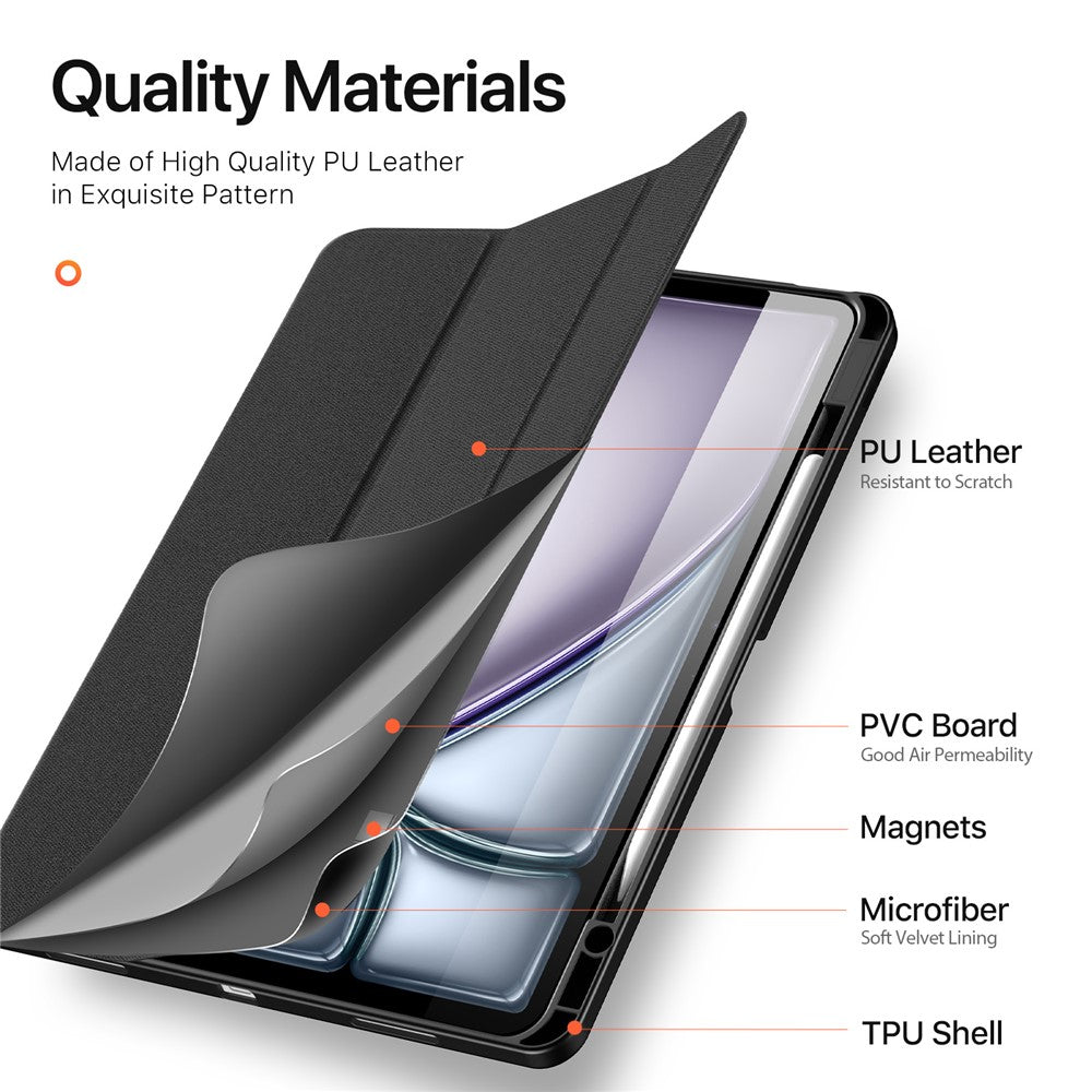 DUX DUCIS Domo Series for iPad Air 13 (2026) / (2025) / (2024) Case Tri-Fold Stand Leather Smart Tablet Cover with Pencil Holder