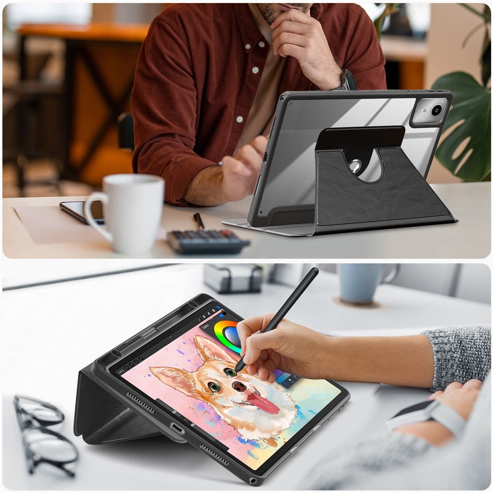 For Lenovo Tab M11 TB330 / Xiaoxin Pad 11 2024 Case Rotate Stand PU Leather+Acrylic+TPU Tablet Cover