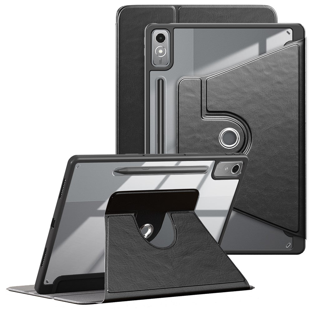 Lenovo Tab P12 TB371FC-skal i läder + akryl + TPU-stativ för surfplatta med automatisk väckning / viloläge
