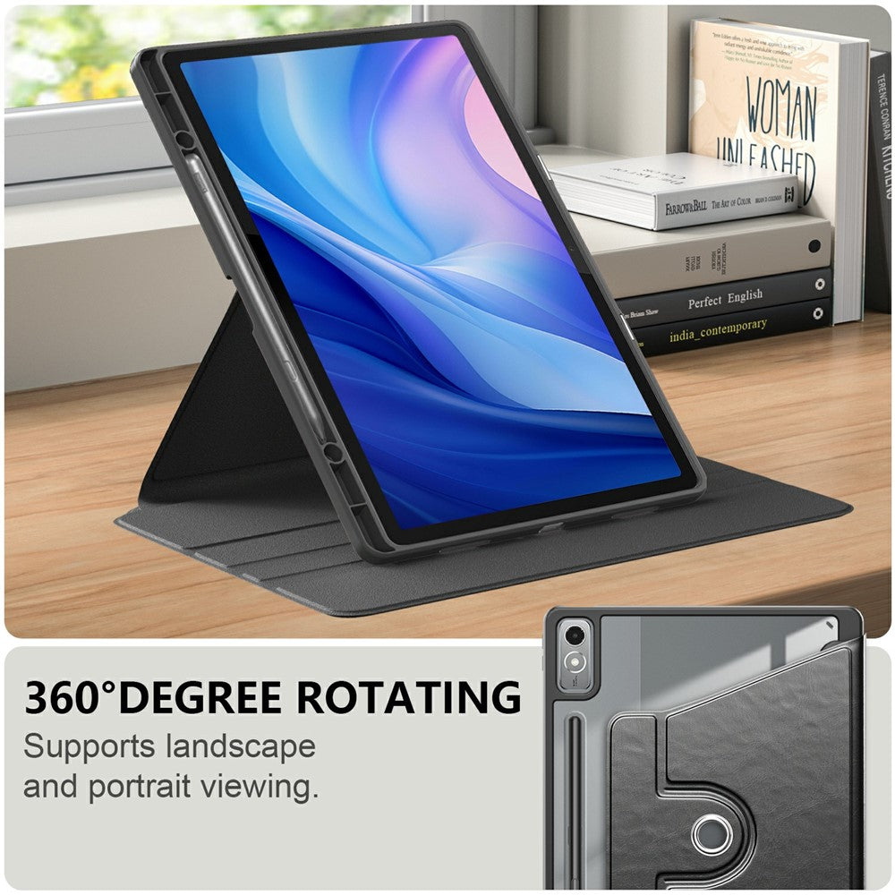 Lenovo Tab P12 TB371FC-skal i läder + akryl + TPU-stativ för surfplatta med automatisk väckning / viloläge