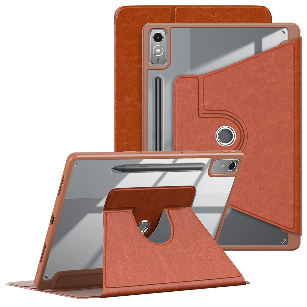 Lenovo Tab P12 TB371FC-skal i läder + akryl + TPU-stativ för surfplatta med automatisk väckning / viloläge
