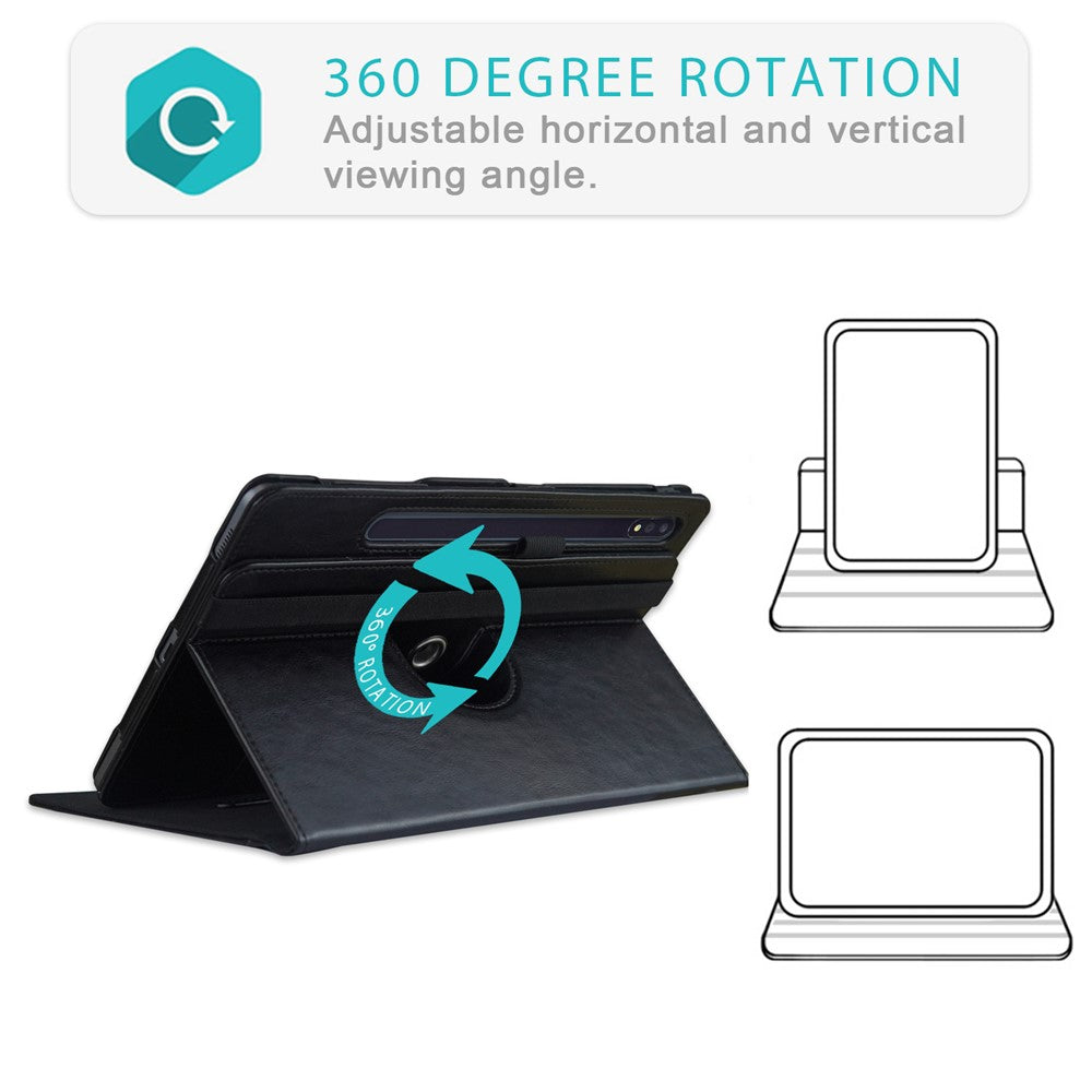 Roterende læderetui med stativ til Samsung Galaxy Tab S10+ Wi-Fi SM-X820 SM-X826B / Tab S7 FE T736 / S7+ / S8+ / S9+ X810 / S9 FE+ X610