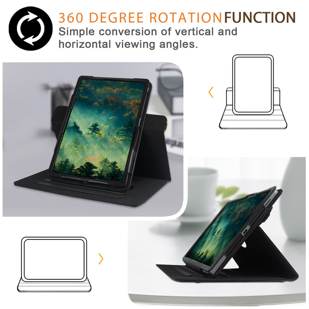 Roterende læderetui med stativ til Samsung Galaxy Tab S10+ Wi-Fi SM-X820 SM-X826B / Tab S7 FE T736 / S7+ / S8+ / S9+ X810 / S9 FE+ X610