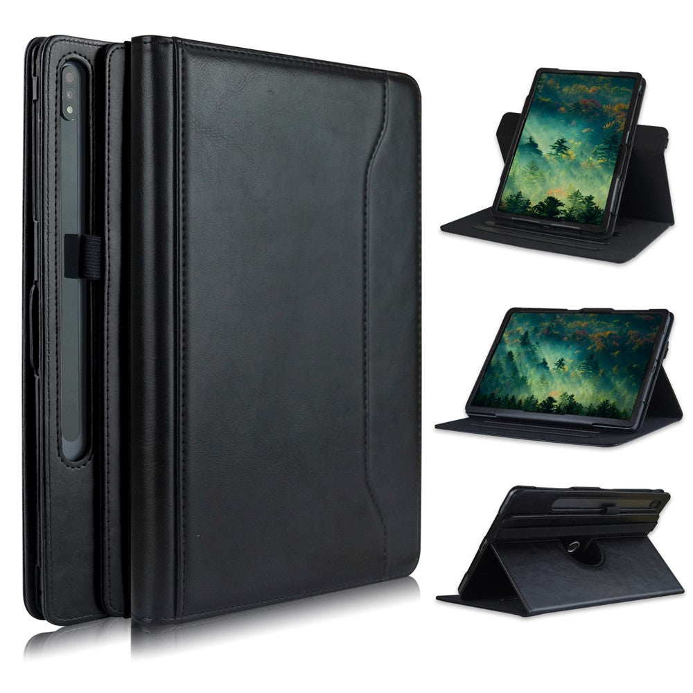 Roterende læderetui med stativ til Samsung Galaxy Tab S10+ Wi-Fi SM-X820 SM-X826B / Tab S7 FE T736 / S7+ / S8+ / S9+ X810 / S9 FE+ X610