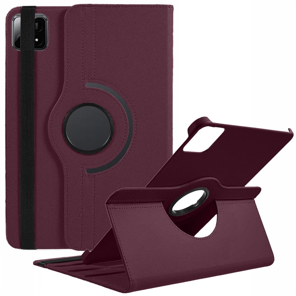 For Xiaomi Pad 6S Pro 12.4 Case Rotating Stand PU Leather+PC Tablet Cover with Elastic Band