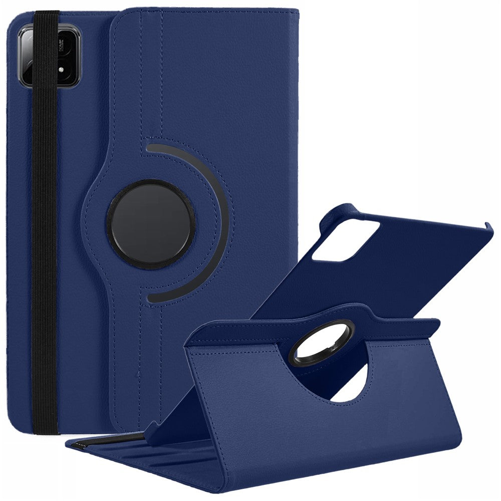 For Xiaomi Pad 6S Pro 12.4 Case Rotating Stand PU Leather+PC Tablet Cover with Elastic Band