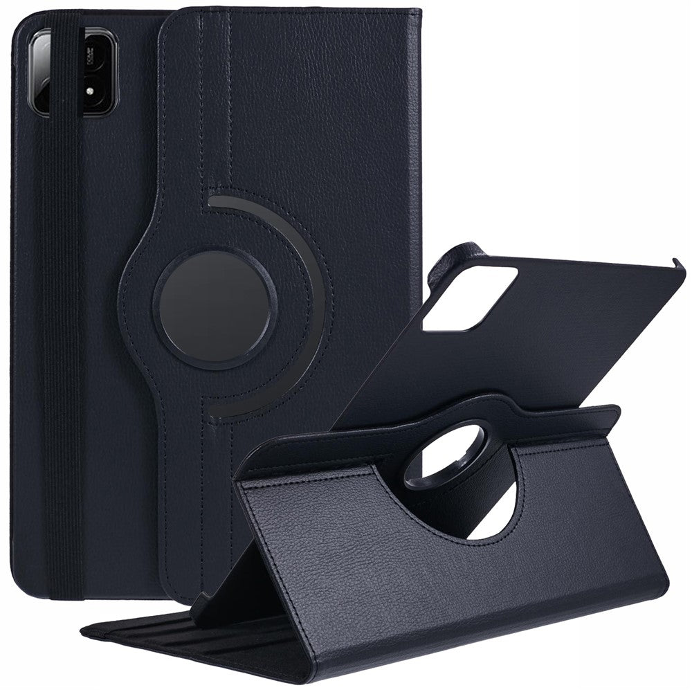 For Xiaomi Pad 6S Pro 12.4 Case Rotating Stand PU Leather+PC Tablet Cover with Elastic Band